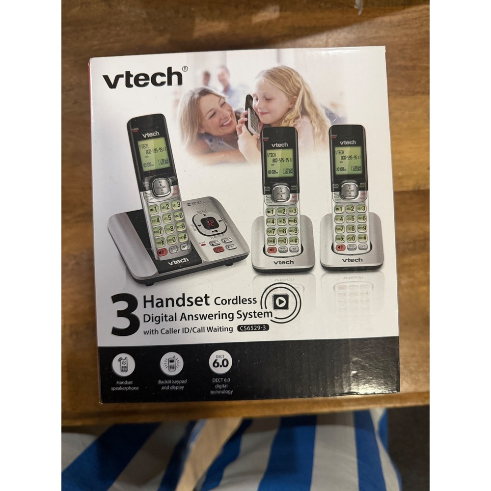 VTech Cordless Phone Handsets CS6529-3 DECT 6.0 Silver Black For Parts 2-Pack